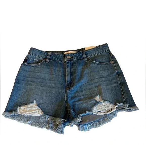 Kancan High Rise Juniors Denim Shorts Size 11. NWT. Measurements in pictures. - Picture 2 of 14